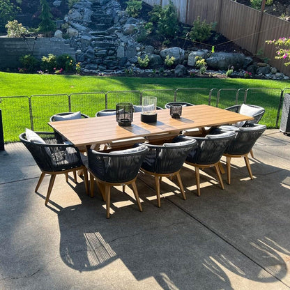 Ensemble de salle à manger d'extérieur PURPLE LEAF pour terrasse de jardin, table et chaises en osier - 11 pièces