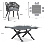 Ensemble de salle à manger d'extérieur en rotin synthétique PURPLE LEAF avec cadre entièrement en aluminium