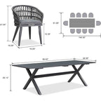 Ensemble de salle à manger d'extérieur en rotin synthétique PURPLE LEAF avec cadre entièrement en aluminium