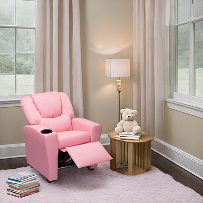 Fauteuil inclinable en PVC pour enfants avec fonction d'inclinaison par poussée, porte-gobelet et repose-pieds confortable
