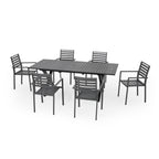 Ensemble de salle à manger d'extérieur Pabara moderne en aluminium 6 places avec table extensible par Christopher Knight Home