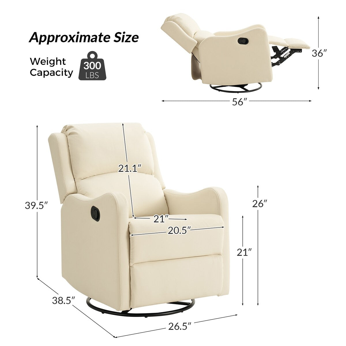Fauteuil inclinable pivotant à 360 degrés Pablo traditionnel par HULALA HOME
