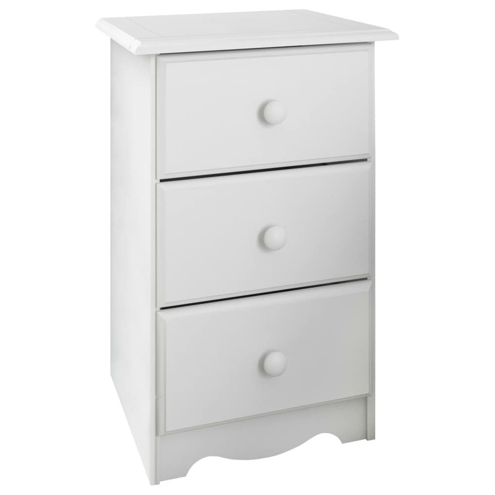 Table de chevet 3 tiroirs 100 % bois massif avec boutons en métal ou en bois de Palace Imports