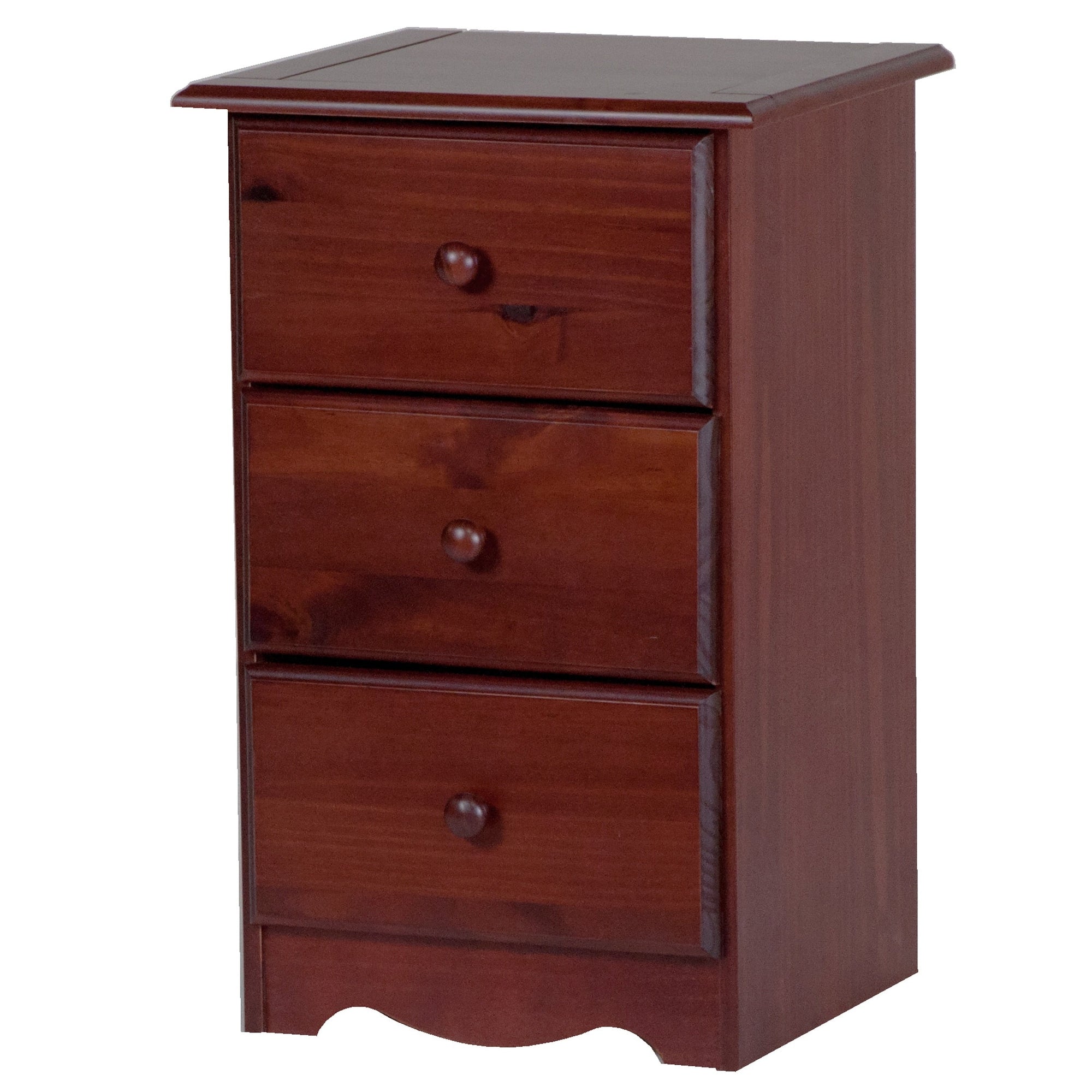 Table de chevet 3 tiroirs 100 % bois massif avec boutons en métal ou en bois de Palace Imports