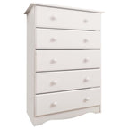 Commode 5 tiroirs 100 % bois massif avec boutons en métal ou en bois de Palace Imports