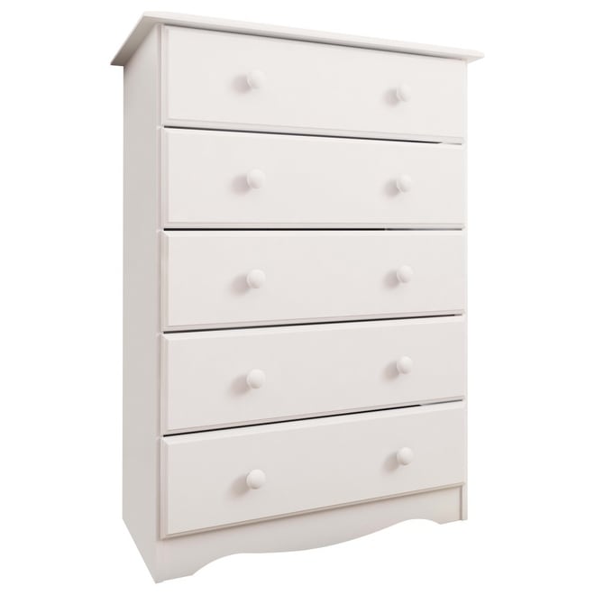 Commode 5 tiroirs 100 % bois massif avec boutons en métal ou en bois de Palace Imports