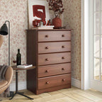 Commode 5 tiroirs 100 % bois massif avec boutons en métal ou en bois de Palace Imports