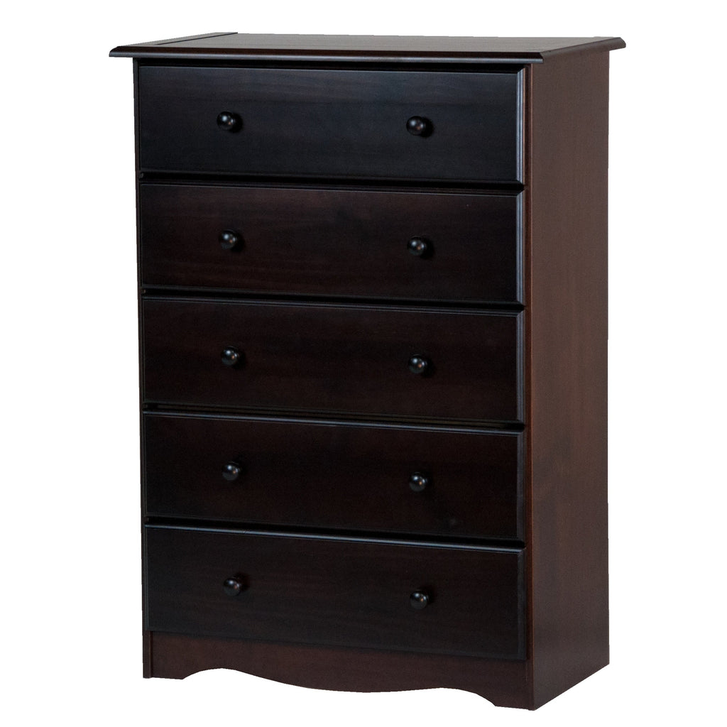 Commode 5 tiroirs 100 % bois massif avec boutons en métal ou en bois de Palace Imports