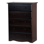 Commode 5 tiroirs 100 % bois massif avec boutons en métal ou en bois de Palace Imports
