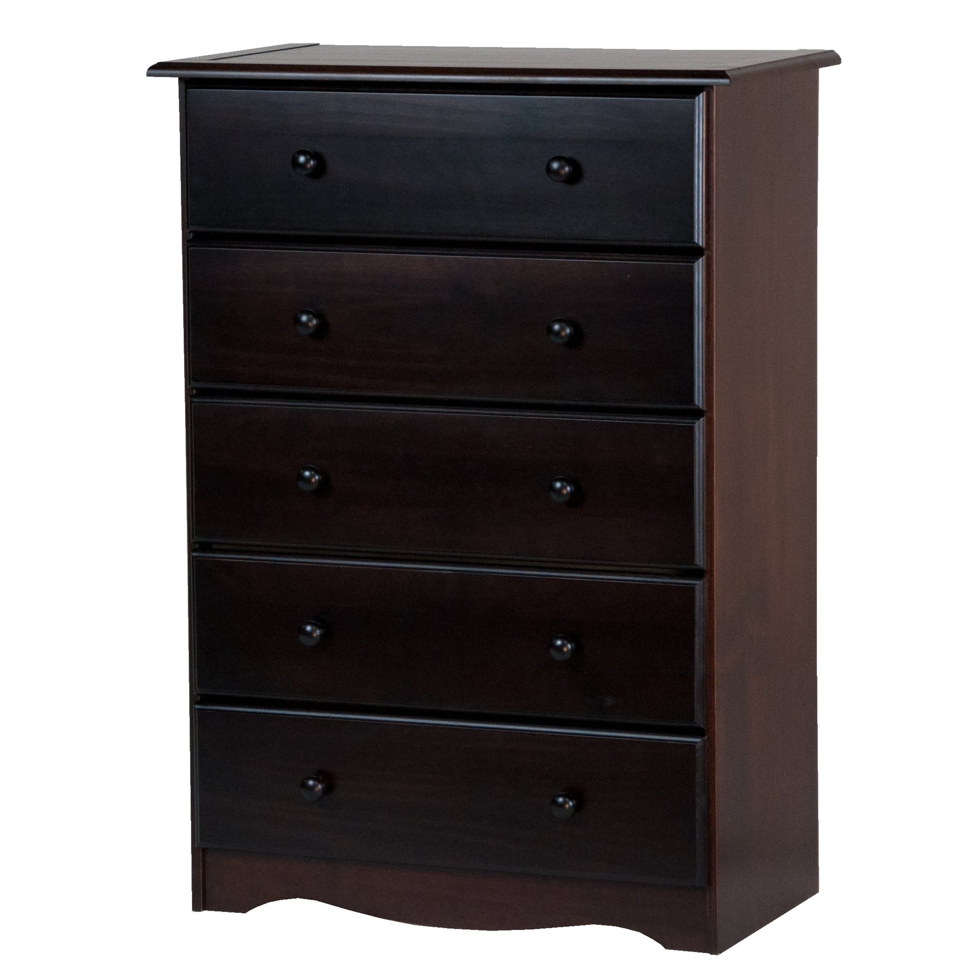 Commode 5 tiroirs 100 % bois massif avec boutons en métal ou en bois de Palace Imports