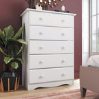 Commode 5 tiroirs 100 % bois massif avec boutons en métal ou en bois de Palace Imports