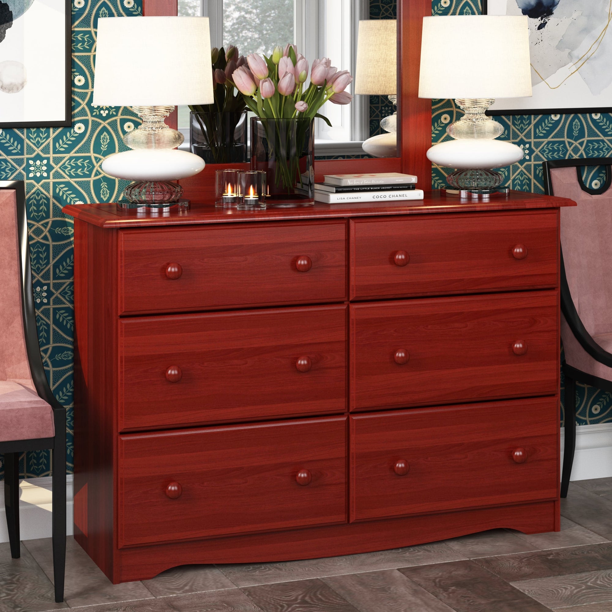 Commode à 6 tiroirs 100 % bois massif de Palace Imports