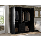Armoire penderie Cosmo 3 portes 100 % bois massif de Palace Imports avec portes en bois massif ou en miroir