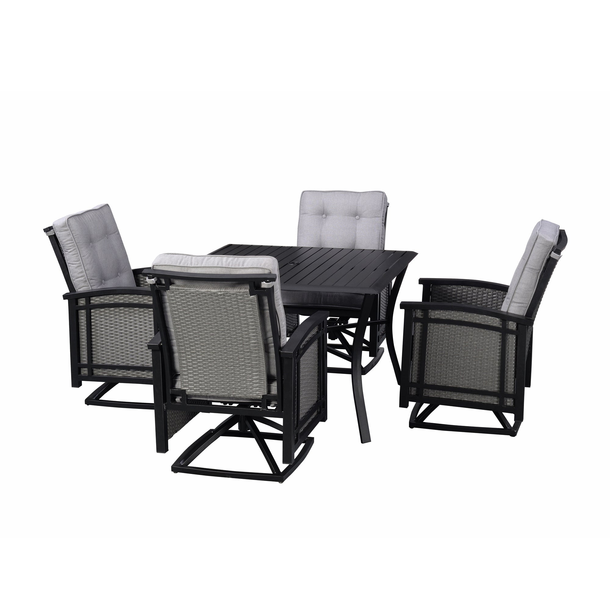 Ensemble de salle à manger pivotant et à bascule Westin en aluminium et osier, 5 pièces