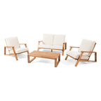 Ensemble de salon de jardin rembourré Paloma 4 pièces en acacia par Christopher Knight Home