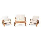 Ensemble de salon de jardin rembourré Paloma 4 pièces en acacia par Christopher Knight Home