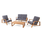 Ensemble de salon de jardin rembourré Paloma 4 pièces en acacia par Christopher Knight Home