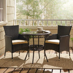 Ensemble bistrot d'extérieur Parker 3 pièces en osier avec coussins par Christopher Knight Home