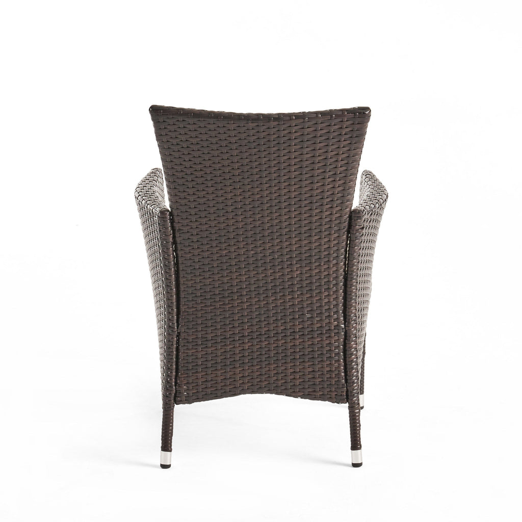 Ensemble bistrot d'extérieur Parker 3 pièces en osier avec coussins par Christopher Knight Home