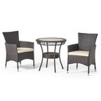 Ensemble bistrot d'extérieur Parker 3 pièces en osier avec coussins par Christopher Knight Home