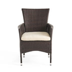 Ensemble bistrot d'extérieur Parker 3 pièces en osier avec coussins par Christopher Knight Home