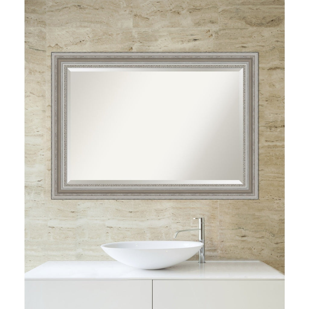 Miroir mural biseauté pour salle de bain - Cadre argenté Parlor