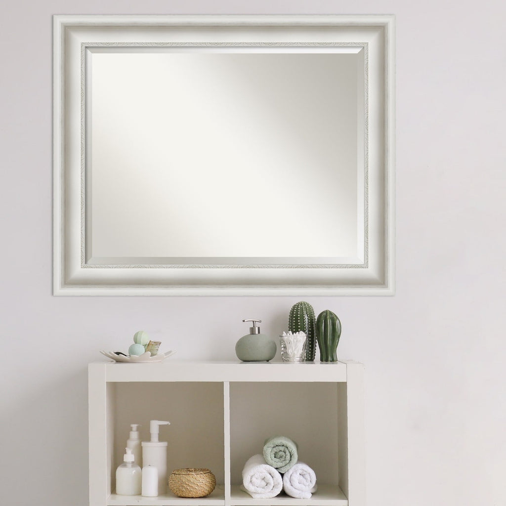 Miroir mural biseauté pour salle de bain - Cadre blanc Parlor