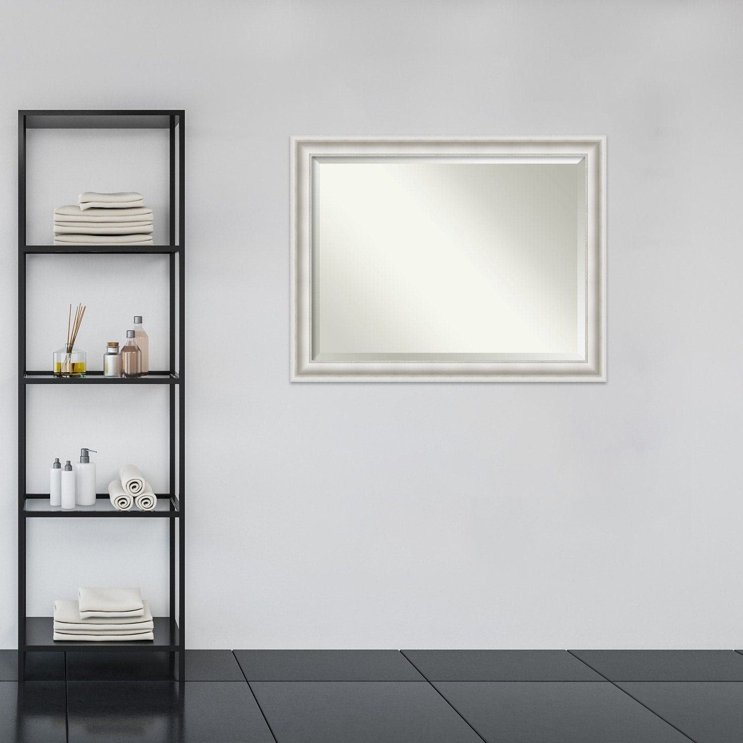 Miroir mural biseauté pour salle de bain - Cadre blanc Parlor