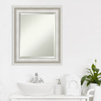 Miroir mural biseauté pour salle de bain - Cadre blanc Parlor
