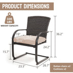 Ensemble de 2 chaises de salle à manger d'extérieur en osier, mobilier de jardin toutes saisons avec coussins pour jardin, piscine, arrière-cour, pelouse