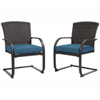 Ensemble de 2 chaises de salle à manger d'extérieur en osier, mobilier de jardin toutes saisons avec coussins pour jardin, piscine, arrière-cour, pelouse
