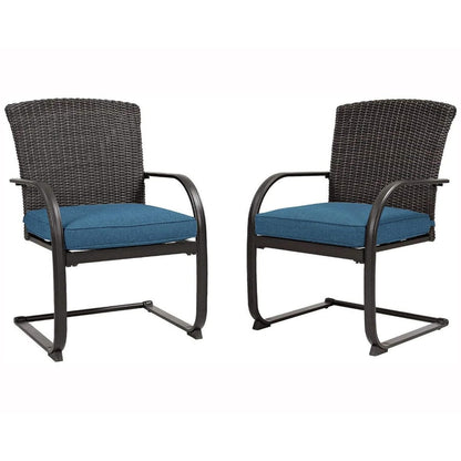Ensemble de 2 chaises de salle à manger d'extérieur en osier, mobilier de jardin toutes saisons avec coussins pour jardin, piscine, arrière-cour, pelouse