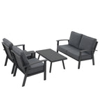 Ensemble de conversation 4 pièces en aluminium avec coussins et table texturée en marbre