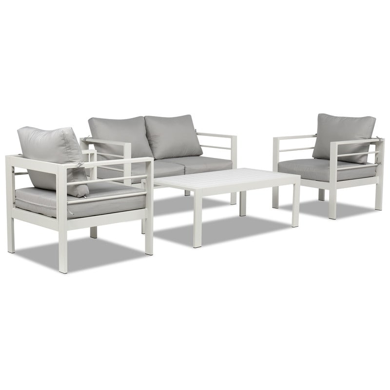 Ensemble de conversation 4 pièces en aluminium avec coussins
