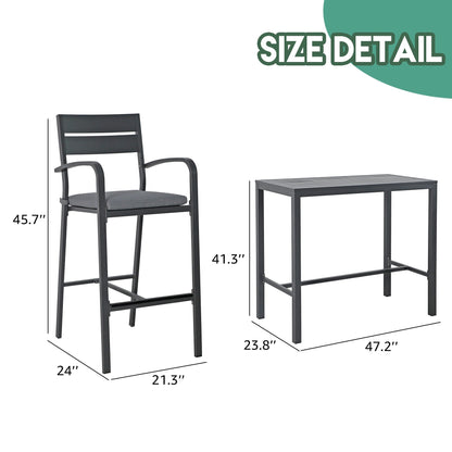 Ensemble de bar en aluminium 5 pièces pour patio