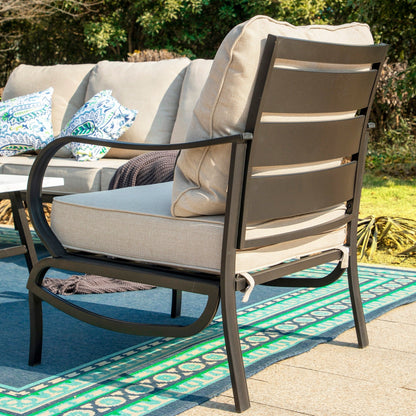 Ensemble de salon de jardin MAISON ARTS 5/7/9 places, canapé d'extérieur avec fauteuils simples, canapé 3 places, pouf et table basse