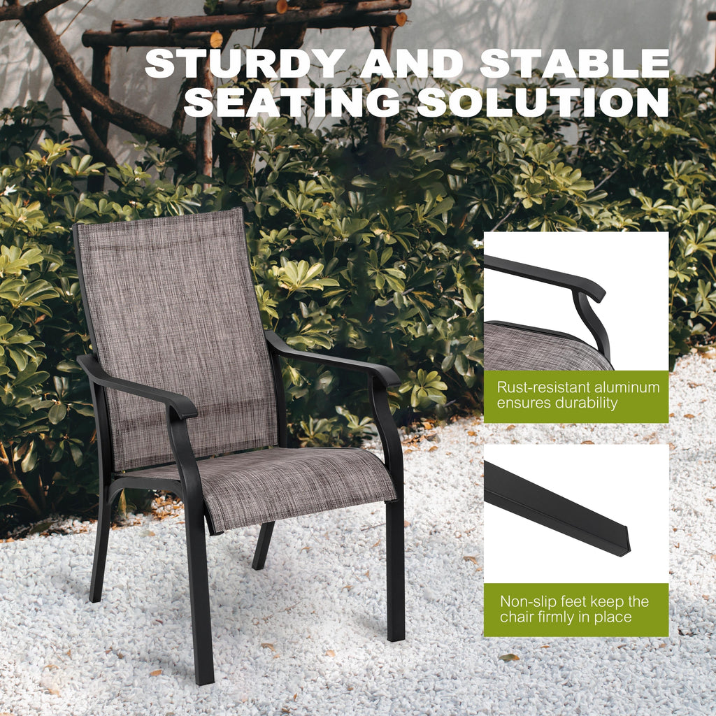 Ensemble de salle à manger de patio 7 pièces en aluminium avec chaises en textilène et trou pour parasol