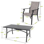 Ensemble de salle à manger de patio 7 pièces en aluminium avec chaises en textilène et trou pour parasol