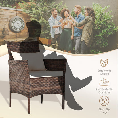 Ensemble de bistrot de conversation 3 pièces pour patio, meubles de conversation d'extérieur, chaises en osier et table de rangement, ensemble de meubles de balcon pour porche