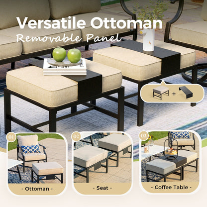 Ensembles de conversation de patio MAISON ARTS 5/7/9 places, ensemble de canapé avec 2 fauteuils simples, canapé 3 places, pouf et table basse