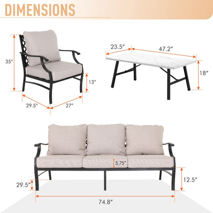 Ensembles de conversation de patio MAISON ARTS 5/7/9 places, ensemble de canapé avec 2 fauteuils simples, canapé 3 places, pouf et table basse
