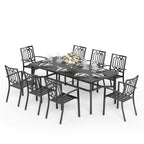 Ensemble de salle à manger de patio MAISON ARTS de 9 pièces, table à manger rectangulaire en métal et 8 chaises empilables en métal
