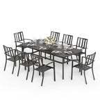 Ensemble de salle à manger de patio MAISON ARTS de 9 pièces, table à manger rectangulaire en métal et 8 chaises empilables en métal