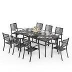 Ensemble de salle à manger de patio MAISON ARTS de 9 pièces, table à manger rectangulaire en métal et 8 chaises empilables en métal