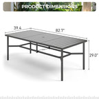 Ensemble de salle à manger de patio MAISON ARTS de 9 pièces, table à manger rectangulaire en métal et 8 chaises empilables en métal