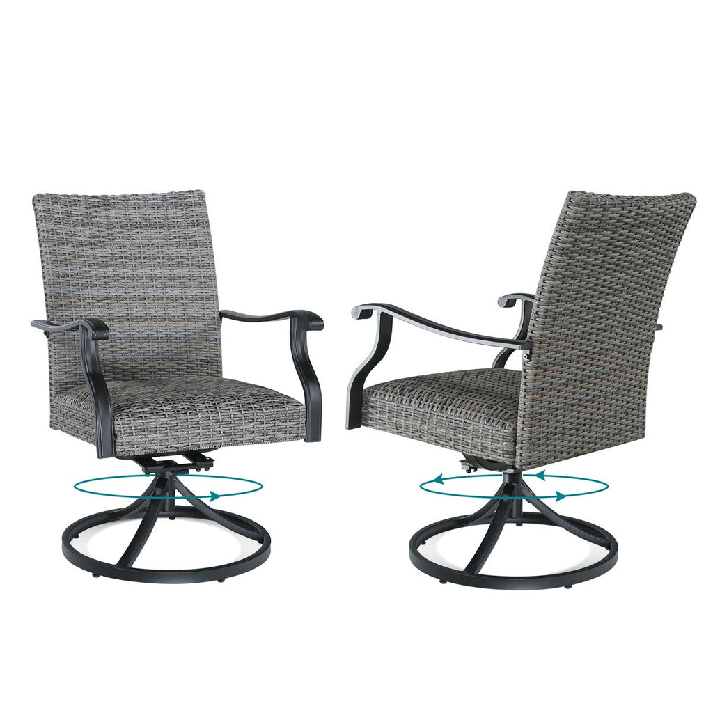 Ensemble de salle à manger de patio avec 6 chaises en osier, 2 chaises pivotantes et 1 table