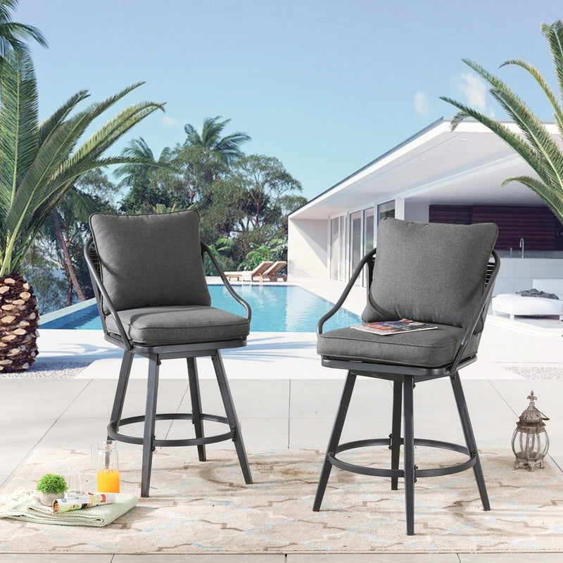 Ensemble de salle à manger de 11 pièces avec coussins gris, style bar, pour patio