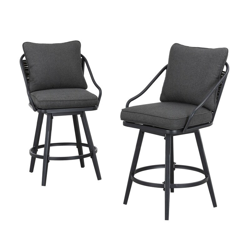Ensemble de salle à manger de 11 pièces avec coussins gris, style bar, pour patio