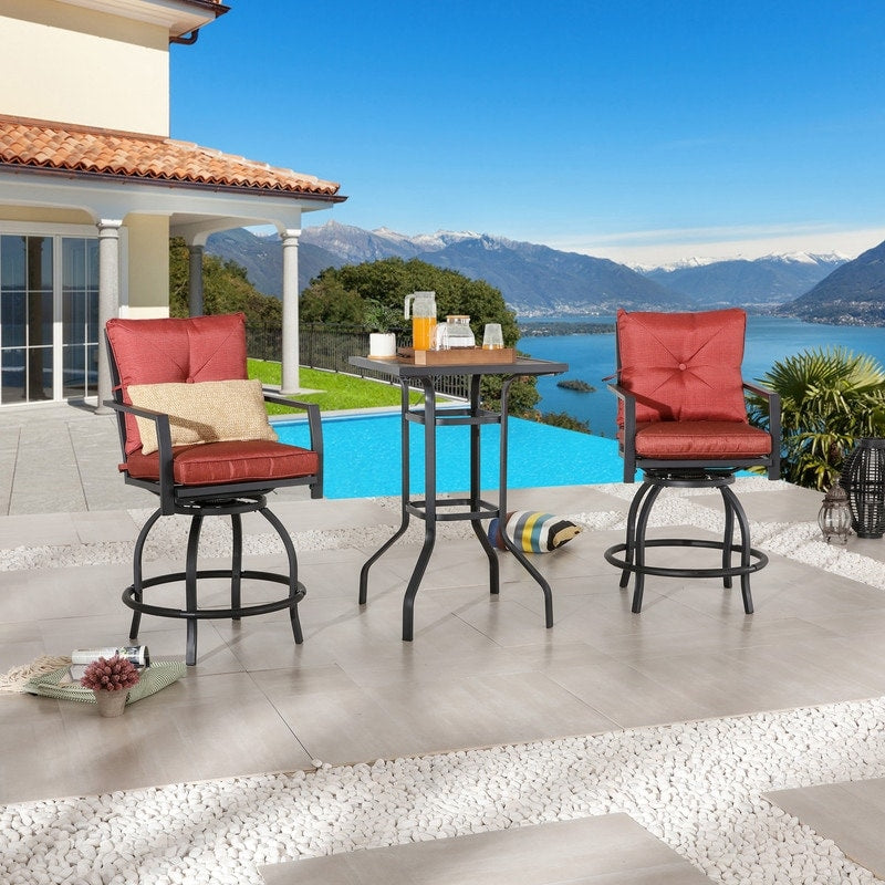 Patio Festival 3-Piece Outdoor Bar Height Bistro Dining Set