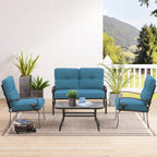 Ensemble de conversation en métal pour patio extérieur, 4 pièces
